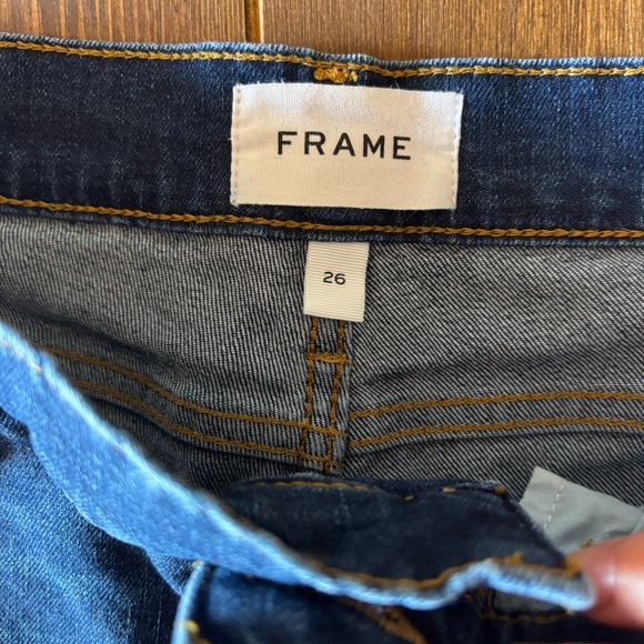 FRAME Le High Straight Jeans in Color Earth Bound |Dark Wash Size 26 EUC - Picture 5 of 11